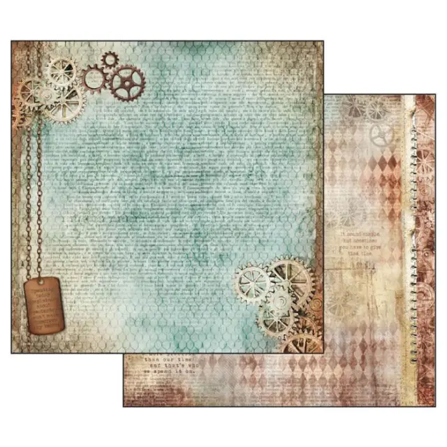 Χαρτί Scrapbooking Stamperia Διπλής Όψης - Clockwise Gears - 31x30cm