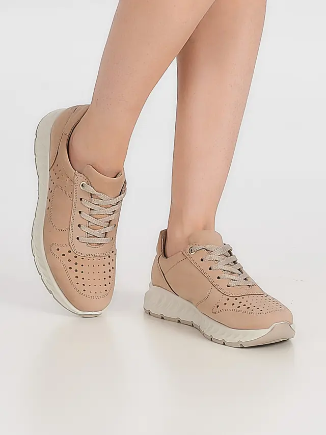 Imac Sneakers Γυναικείο δέρμα/δέρμα Nubuck Μπεζ IMA/557160 BEIGE 2