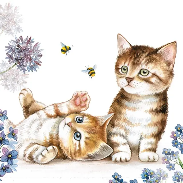 Χαρτοπετσέτα για decoupage, 1τεμ, Cats and Bees