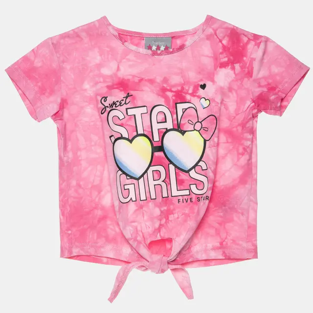 Μπλούζα cropped tie dye με glitter