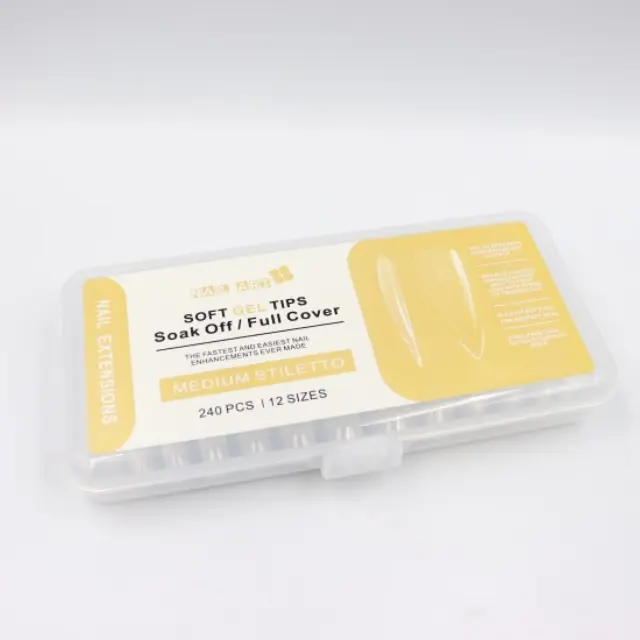 Soak off gel tips medium Stiletto 240 τμχ 12 μεγέθη