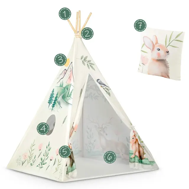 Nukido Παιδική σκηνή Teepee "Δάσος" 114x114x165cm 3