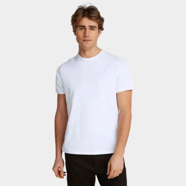 Calvin Klein - Ανδρικό T-shirt Smooth Cttn Solid Regular Fit LV040HM265-YAA Λευκό - XL 3