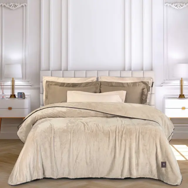 Κουβέρτα 220x240 Υπέρδιπλη 320gsm Fleece Essential Greenwich Polo Club 4438 Beige 100% Πολυέστερ
