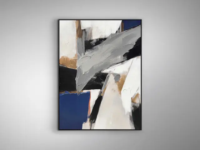 Espacios II 301732 – Ζωγραφικός Πίνακας Acrylic 90x120cm με Μαύρο Πλαίσιο Άσπρο Γκρί Μωβ