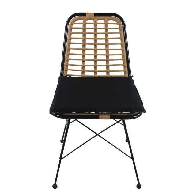Καρέκλα Κήπου ATILIUS Φυσικό/Μαύρο Μέταλλο/Rattan 46x59x83cm 2