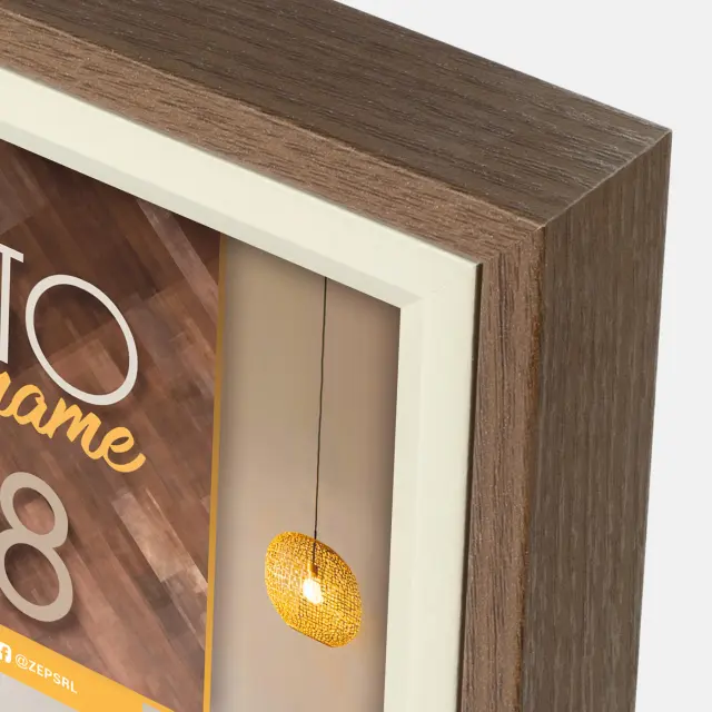 Kορνίζα BOLOGNA BROWN , ξύλινη ,για φωτογραφία 20Χ30 χρώμα καφέ , λευκό 3