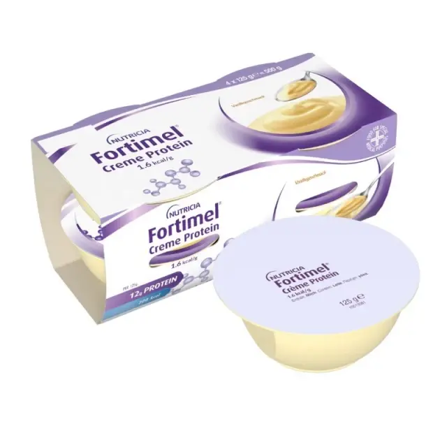 Nutricia Fortimel Creme Protein 1.6Kcal Banane Συμπλήρωμα Διατροφής για τη Διαιτητική Διαχείριση της Δυσθρεψίας Μπανάνα, 4x125gr