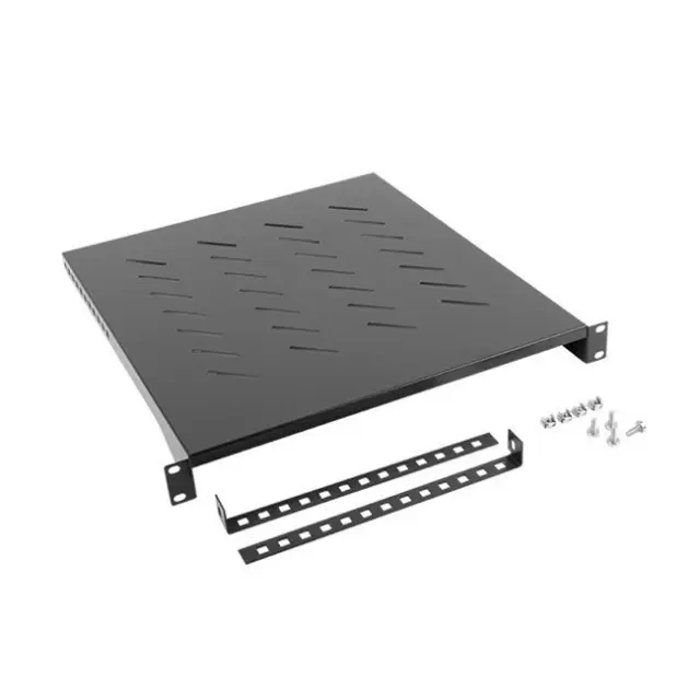 Lanberg 19" Fixed Shelf 1U 483X500mm Max Load Capacity 25KG Black (AK-1005-B)