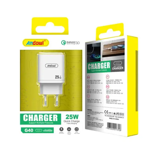 Andowl Φορτιστής Χωρίς Καλώδιο με Θύρα Type-C 25W G40 - Fast charger 217318