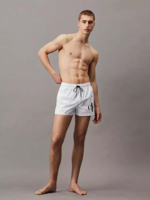 Calvin Klein - Ανδρικό Μαγιό Σορτς Drawstring KM0KM01015-YCD Λευκό - XL 2