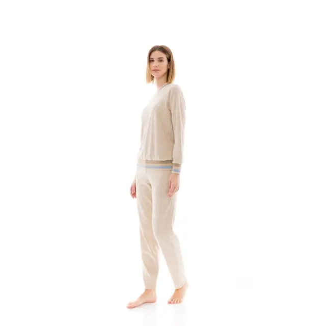 Σετ Homewear VELVET BEIGE STRIPE Skin W1471 Pink Label 3