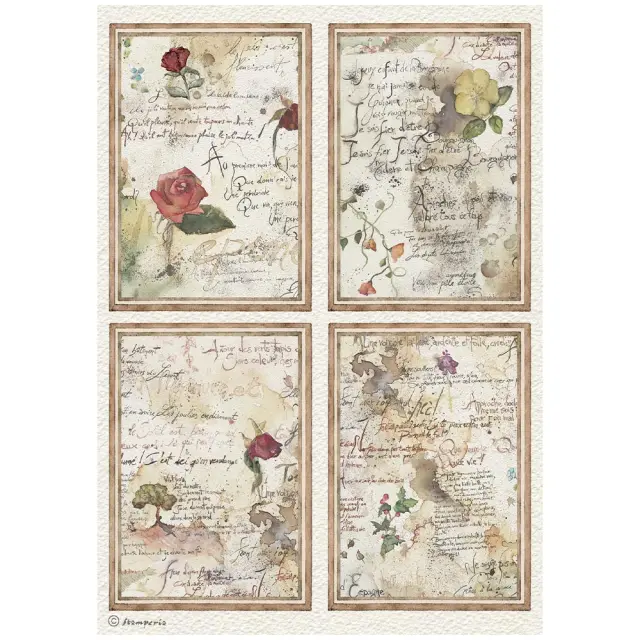 Σετ 6 Ριζόχαρτα ντεκουπάζ Stamperia 21x29cm A4, Flowers and Poems 3