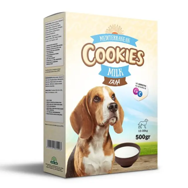 MBF Mediterranean Cookies Λιχουδιές Σκύλου Γάλα & Βανίλια 500gr Μονόχρωμο