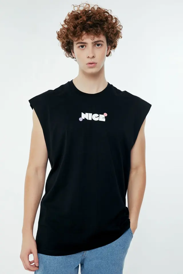 T-Shirt Βαμβακερό Αμάνικο SuperB Μαύρο