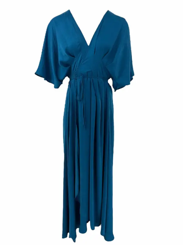 Wrap shortsleeve dress petrol SS24.W28.06.00 CKONTOVA