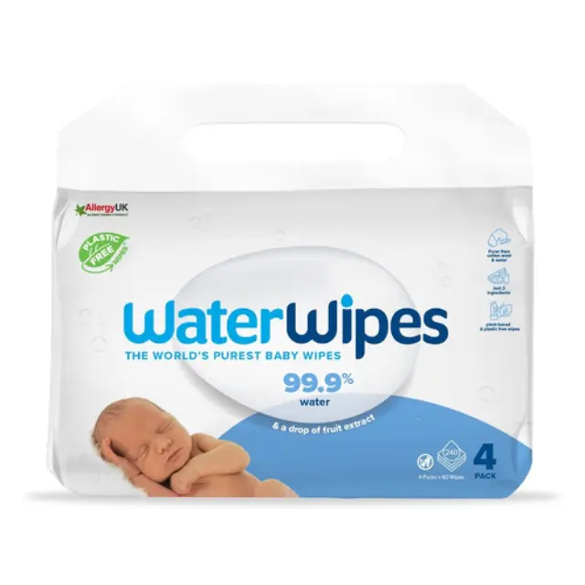 WaterWipes Μωρομάντηλα με 99,9% Νερό 240τμχ (4×60τμχ)