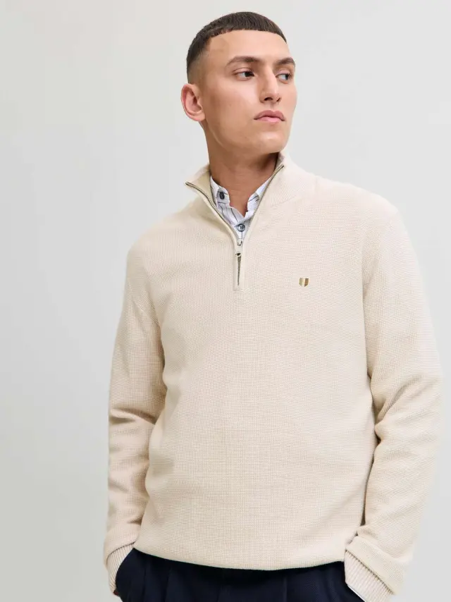 JPRBLUREX KNIT HALF ZIP LN Whitecap Gray - XL 2