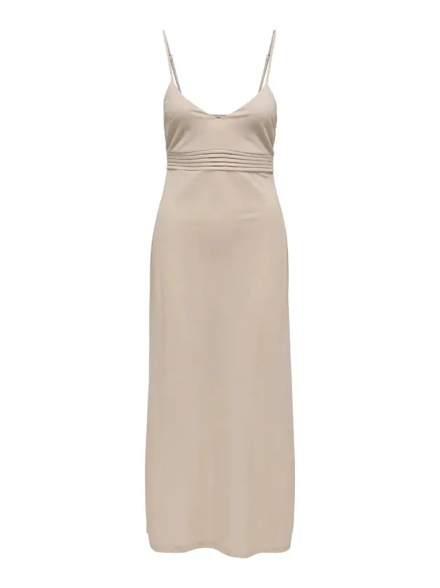 ONLY ONLSAKURA Midi Φόρεμα V-Neck με Τιράντες Μπεζ - M 2