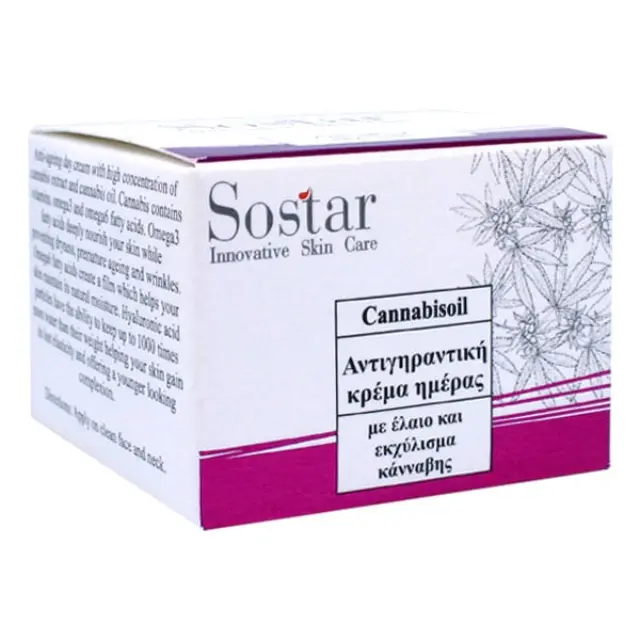 Sostar Cannabidiol Κρέμα Προσώπου Ημέρας για Αντιγήρανση με Υαλουρονικό Οξύ & Κάνναβη 50ml
