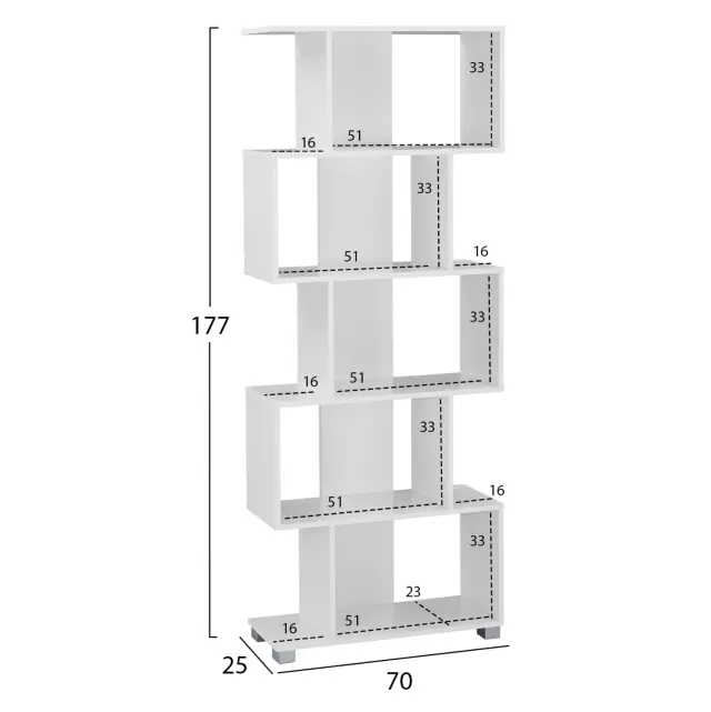 ΒΙΒΛΙΟΘΗΚΗ ΜΕΛΑΜΙΝΗΣ FB92385.04 ΛΕΥΚΗ 70x25x177 εκ. 2