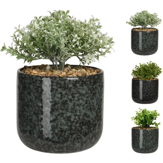 Φυτό Τεχνητό Σε Κεραμικό Γλαστράκι 14x14x22cm Σε 3 Ποικιλίες