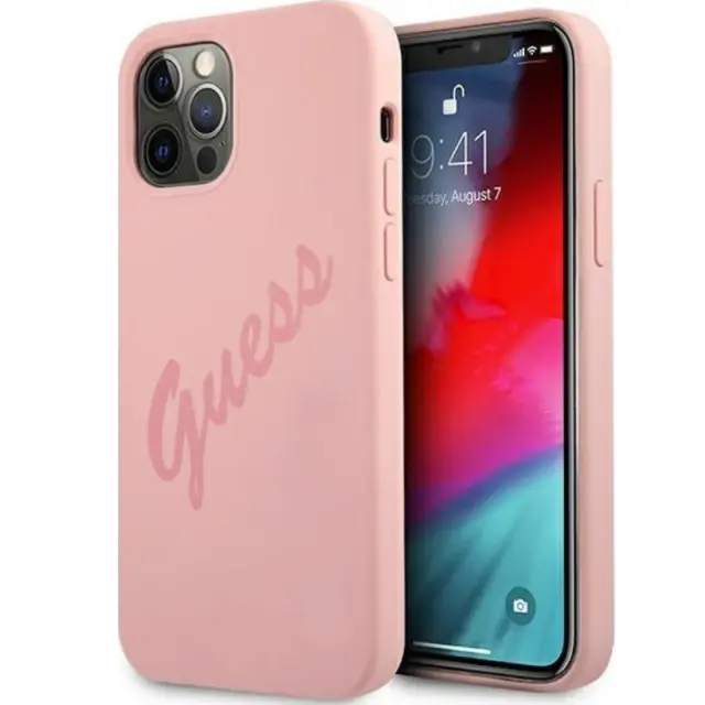 Guess Vintage Script Back Cover Πλαστικό Ροζ (iPhone 12 Pro Max)