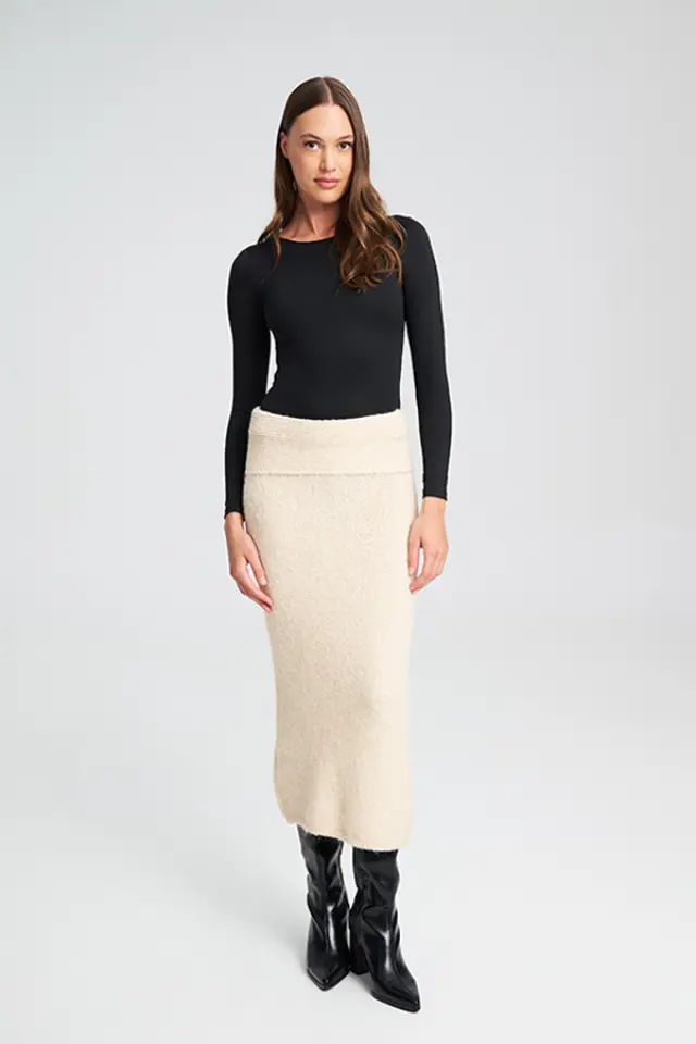 Πλεκτή Μάξι Φούστα CARAMEL KNITTED SKIRT - XS