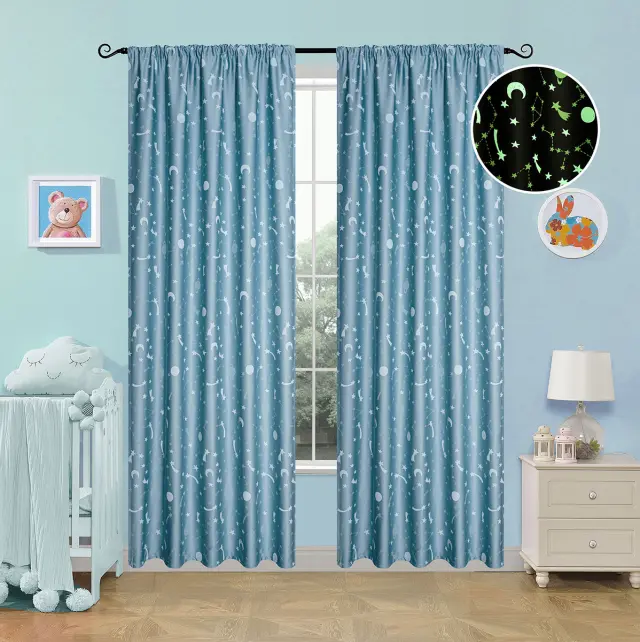 Κουρτίνα Με Τρέσα 140x270 Φωσφοριζέ Beauty Home 6141 Σιέλ 100% Πολυέστερ