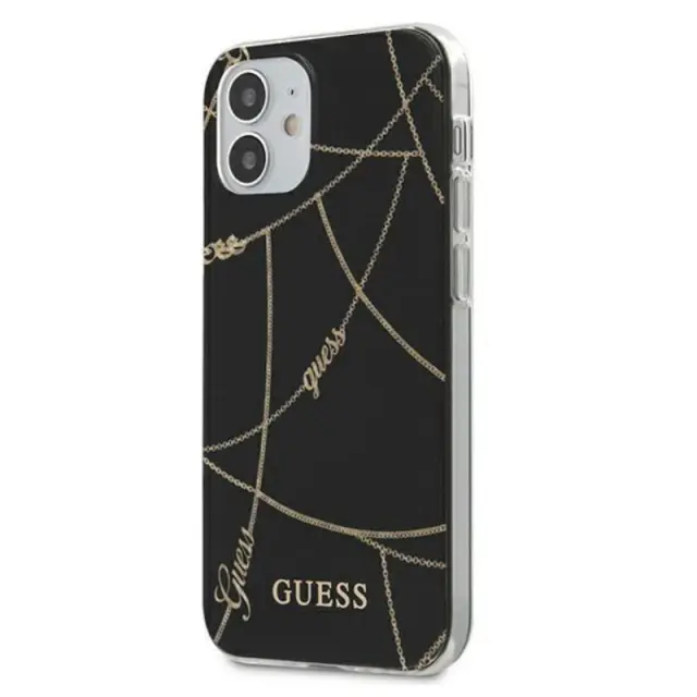 Guess Gold Chain Collection Back Cover Πλαστικό Μαύρο (iPhone 12 mini)