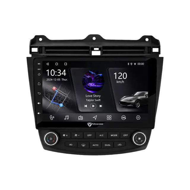 VenCore Οθόνη Multimedia Android 15 10.1" PX5S Octa-Core 2GB/32GB IPS με Πρόσοψη, CarPlay, Android Auto και Υποστήριξη Κάμερας 360° για Honda Accord 2002-2008 – Μαύρη (3236-10006-0669B) 2