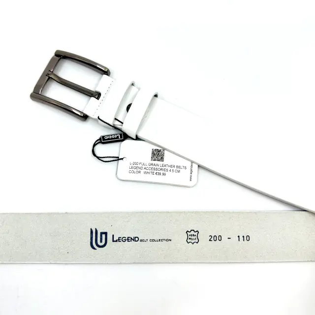 Λευκή Δερμάτινη Ζώνη Full Grain 4,5 cm 3