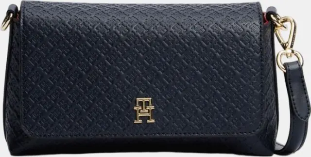 Tommy Hilfiger Γυναικείο Μικρό Τσαντάκι Χιαστί TH Ιcon Convertible Crossover Mono Σκούρο Μπλε
