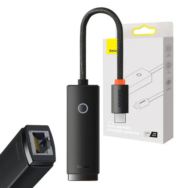 Baseus Αντάπτορας Δικτύου Lite Series USB-C σε RJ45 (Μαύρο)WKQX000301