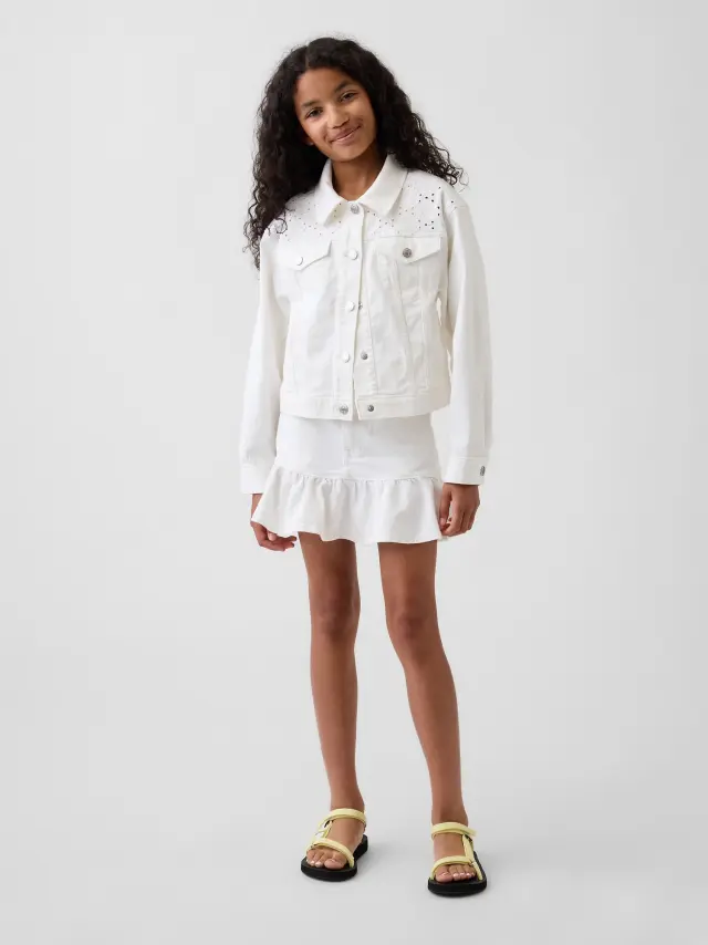 Παιδική Τζιν Φούστα Mini με Βολάν White denim - 10