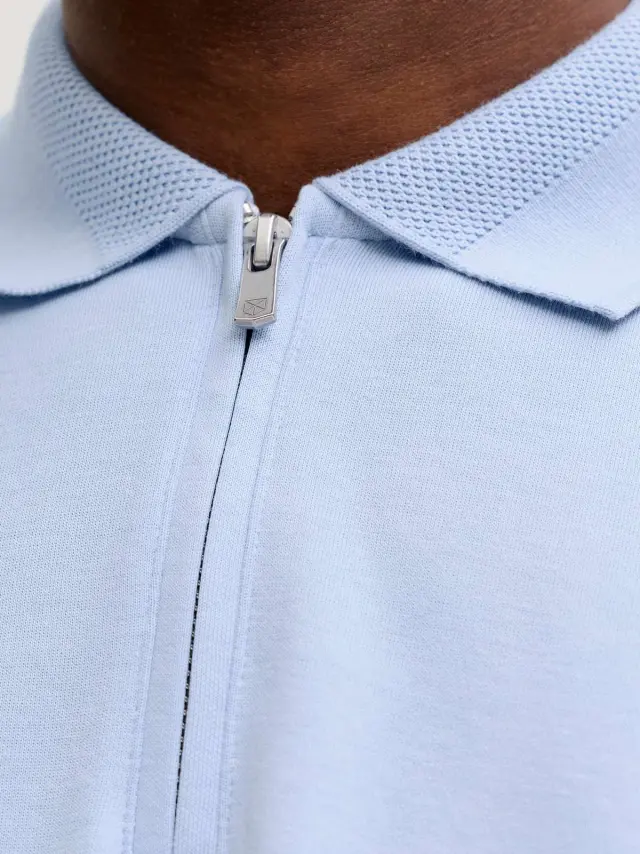JPRBLAETHAN SS ZIP POLO SN Chambray Blue 2