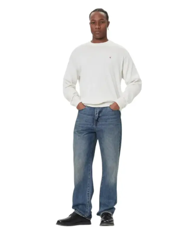 Calvin Klein - Ανδρικό Πουλόβερ Crewneck Monogram Relaxed Fit LV04RC309G-YAS Εκρού - XL 2