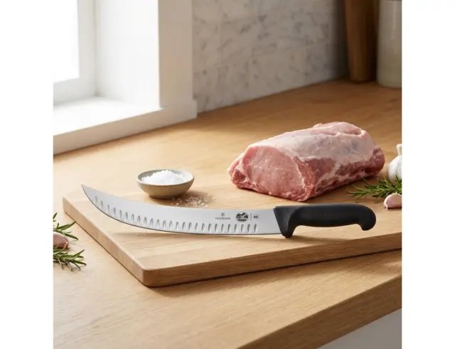 Μαχαίρι Σφαγής Victorinox Fibrox με καμπύλη λεπίδα, αυλακώσεις και μήκος 31cm - Black5.7323.31