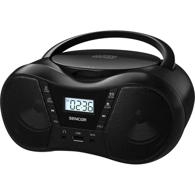 ΡαδιοCD Boombox Sencor SPT 2300 BK 4W με Bluetooth v5.1 CD USB 3.5mm και LCD Οθόνη Μαύρο
