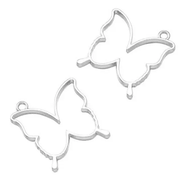 Μεταλλικό Κρεμαστό Open Back - Butterfly - 35x32x3.5mm - Platinum - 4τεμ