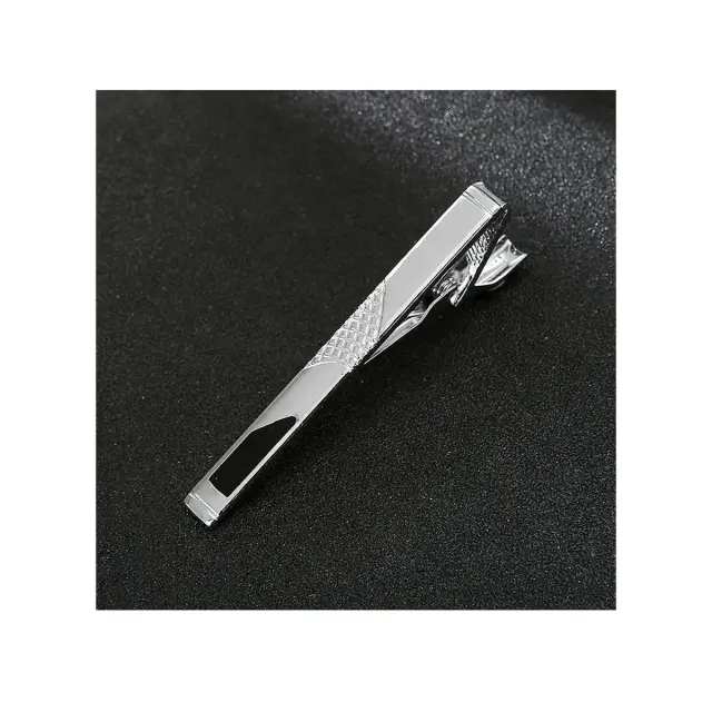 Ασημί Μαύρο Κλιπ Γραβάτας 6 cm με Σμάλτο – LGD-TC/53/ENAMEL