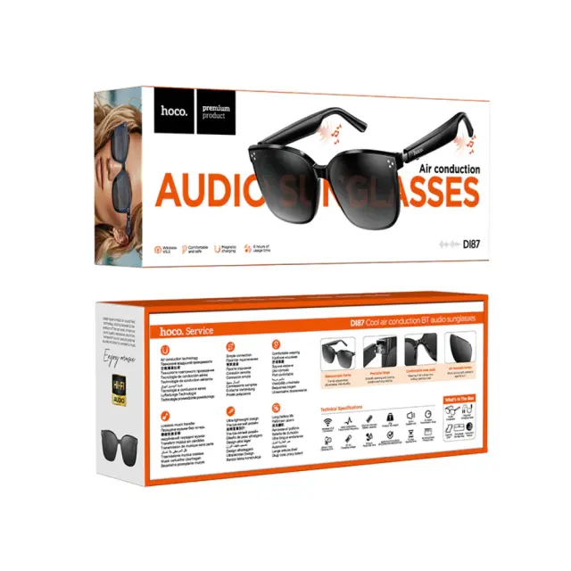 Bluetooth Hands Free Γυαλιά Ηλίου Hoco. DI87 v5.3 με Air-Conduction Ηχεία, Μικρόφωνο, Πλήκτρα Λειτουργίας Αφής και 6 Ώρες Λειτουργίας 2