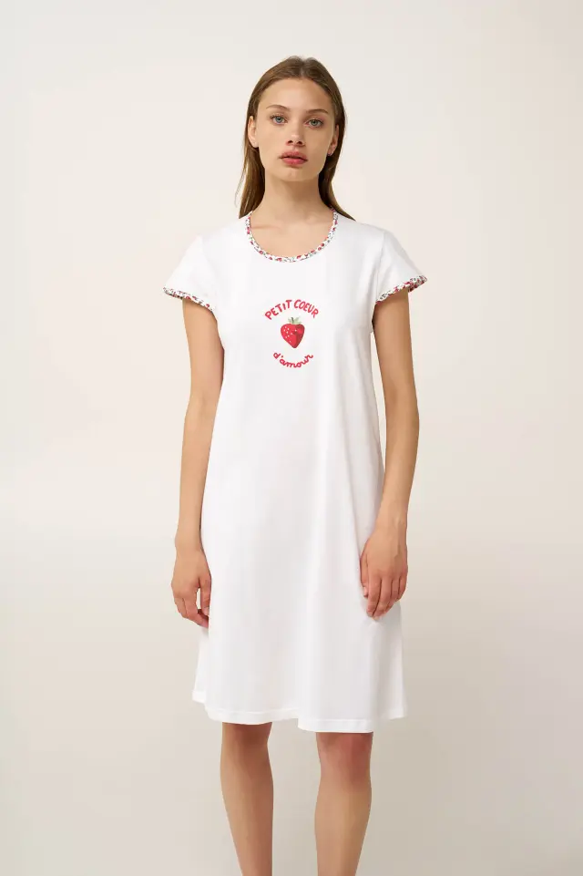 Βαμβακερό Νυχτικό Μονόχρωμο Vamp 24262 WHITE 3
