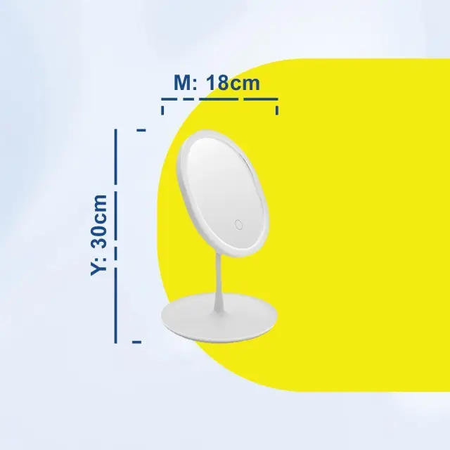 Καθρέπτης Μακιγιάζ USB 18x30cm Ροζ ή Άσπρος με Ρυθμιζόμενη Κλίση και Φωτισμό LED 3