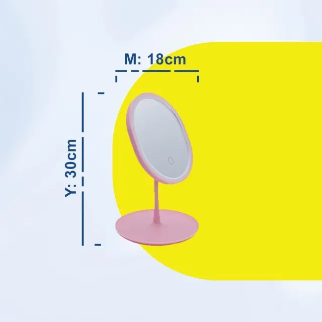 Καθρέπτης Μακιγιάζ USB 18x30cm Ροζ ή Άσπρος με Ρυθμιζόμενη Κλίση και Φωτισμό LED 3