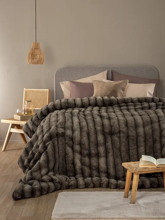 Κουβερτοπαπλωμα Υπερδιπλο Juno Taupe 220x240 Palamaiki - ΥΠΕΡΔΙΠΛΟ 220 x 240