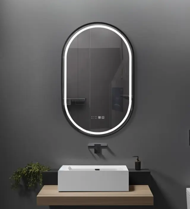 ΚΑΘΡΕΦΤΗΣ ΜΠΑΝΙΟΥ LED ΑΦΗΣ MIRRORLUX HELIOS S-4971B ΟΒΑΛ 900Χ600MM ΜΑΥΡΟΣ