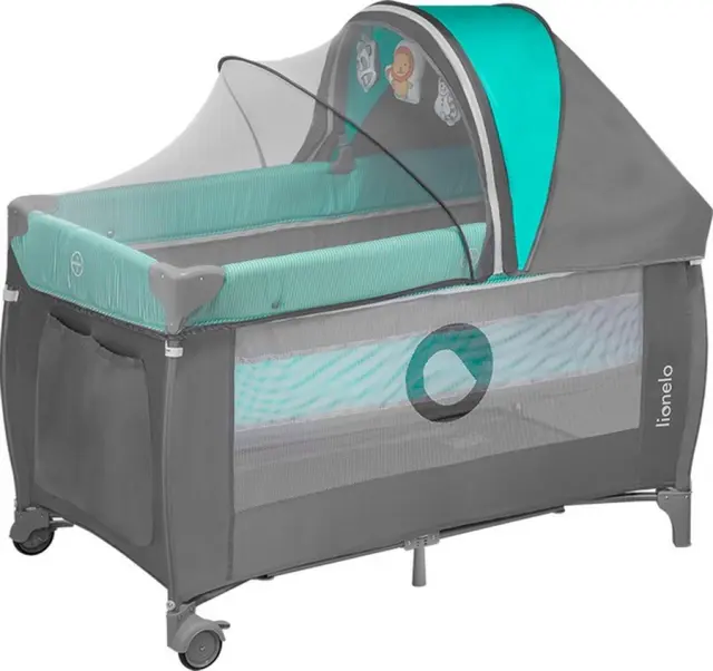 Παρκοκρέβατο Lionelo Sven Plus Turquoise 3
