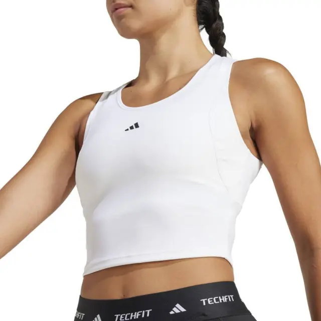adidas Techfit Γυναικείο Αθλητικό Crop Top Αμάνικο White IX3270 - S 3