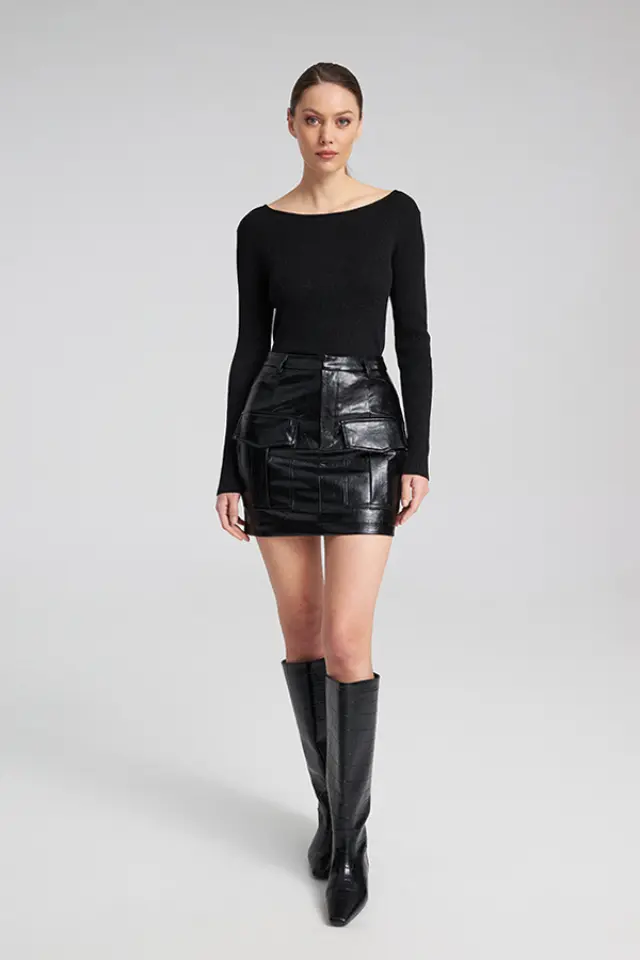 Δερμάτινη Mini Φούστα με Τσέπες SAHAR SKIRT - XS 2